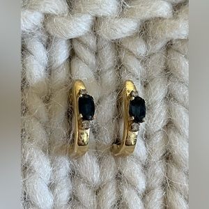 Sapphire and Diamond Earrings 14k white gold